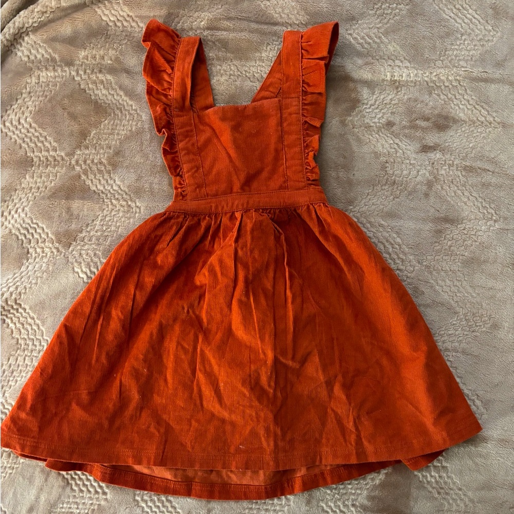 Ruffle Butt Corduroy Dress in 3T in Rust